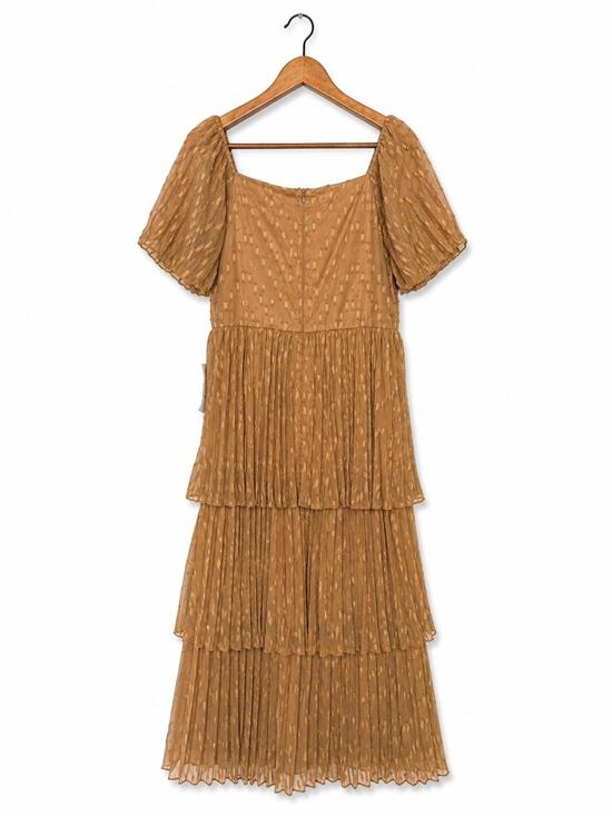 bohme Dresses & Skirts - NWT Bohme Tiered Maxi Dress Brown Sz L Boho Peasant Cottagecore Puff Sleeve